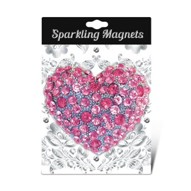 CoTa Global Pink Heart Sparkling Refrigerator Magnet - Silver Sparkling Rhinestones Crystals, Cute Sparkly Love Magnet For Kitchen Fridge, Locker, Home Decor Cool Office Decorative Novelty - 1.25 Inch