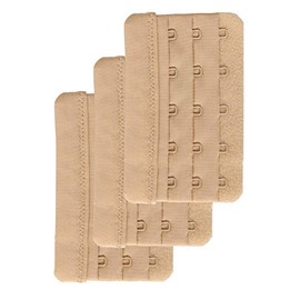 Bra Extenders 5 Hooks Bra Extenders Women's Plus Size Bra Straps Extensions Pack of 3, Beige, 3/4" Hook Spacing