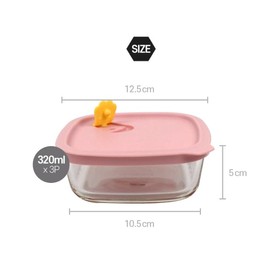 KOREAC_ Oven GLass Cooked Rice Storage Container for Freezer pastel color Set of 3