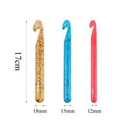 Canollo Häkelnadel 12 mm 15 mm 18mm, 3 Farbe Häkelnadeln Set, 3 Stück Groß Crochet Hook, Ergonomische Chunky Häkelnadel für Anfänger, Transparente Häkeln zum Dicke Wolle, Teppiche, Bulky Garn Project