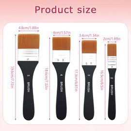 4PCS Wide Flat Paint Brushes Acrylic Paint Brushes Set,Professional Grade Flat Bristle Nylon BrushOil Paint Flat Paint Brush,For Applying Acrylic Paints Oil Paints Watercolor. (4, black)