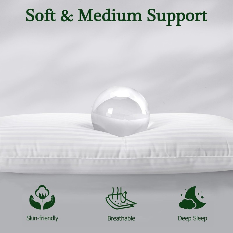 Thin Flat Soft Low Pillows Standard Size Set of 2,