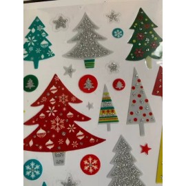 CHRISTMAS STICKER GLITTER TREES MULTI-SIZES-SH