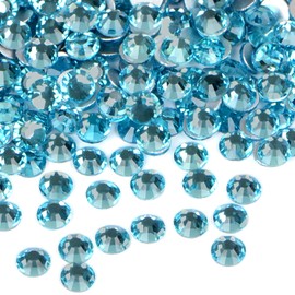 2880PCS Art Nail Rhinestones non Hotfix Glue Fix Round Crystals Glass Flatback for DIY Jewelry Making with one Picking Pen (ss4 2880pcs, Aquamarine)