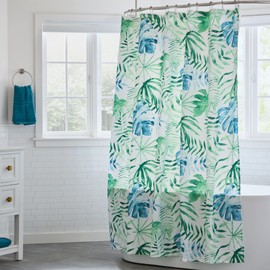 Linenspa Shower Curtain – Green Leaf Shower Curtain – Water Resistant, Machine Washable, Polyester Shower Curtain - Dorm Room Essentials