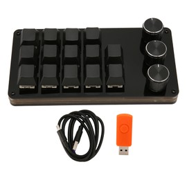 Mini Custom Keypad 14 Keys 3 Knobs Programmable Blue Switch Hot Swappable Programming Macro Keypad for Computer Gaming