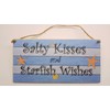 Wooden Seaside Plaque "Salty kisses and starfish wishes" bathroom wall