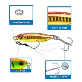 Pack of 7 Metal Fishing Lures Jigging Bait Slow Fall Sinking Metal Jigs Bait with Hook Spring for Saltwater Freshwater 5 cm 16 g