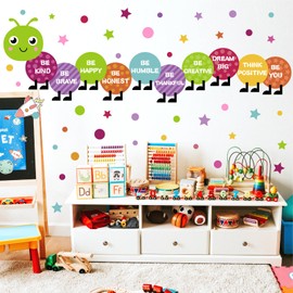 Large Kids Nursery Wall Stickers Colorful Motivational Wall Decal Multicolor Polka Dot Walls Vinyl Sticker Be Kind Art Mural Decals for Baby Boys Girls Bedroom Playroom Classroom Decor 20.9" x 102.2"
