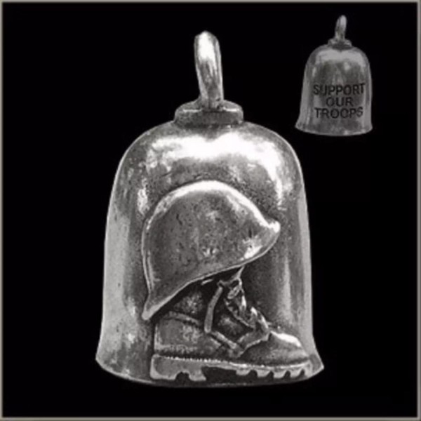 AAGB Support Our Troops Helmet Boot Motorcycle Gremlin Bell Pewter