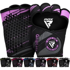 RDX Weight Lifting Gloves Grips, Workout Gym Fitness, Ventilated Anti-Slip Open Back Gripper, Deadlift Strength Training HIIT Exercise, Women Men Rowing Cycling Hanging Climbing Gymnastics Pull Ups