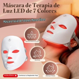 Máscara Facial LED, Máscara de Luz para el Cuidado de la Piel, 7 Colores