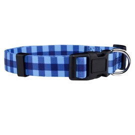 Plaid Dog Collar | Red Lumberjack, Pink, Pastel, Blue | (Blue, Large)