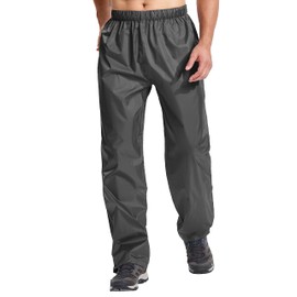 Hebepol Men's Rain Pants, Waterproof Lightweight Outdoor Trousers for Hiking Fishing Windproof Rain Over Pants Deep Grey
