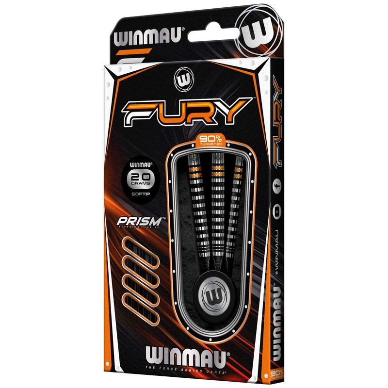 WINMAU Fury 18 Gram Tungsten Softip Darts Set with Prism