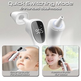 huangirl Touchless Thermometer, Digital Forehead Thermometer for Adults with Fever Alarm, Large LED Digits, 3-in-1 Non Contact Infrared Ear, Forehead & Touchless Thermometers