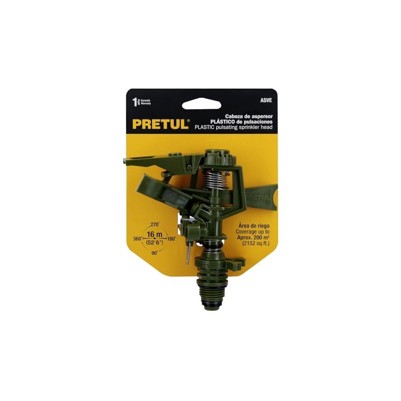 Pretul ASVE, Aspersor verde de plástico, cabeza y conector fabricados