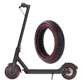 ElectroUrban | Llanta Sólida | 8.5x2 in | Para Scooter Eléctrico y Patín Eléctrico | Antiponchaduras | Duradera | Negra con línea Roja