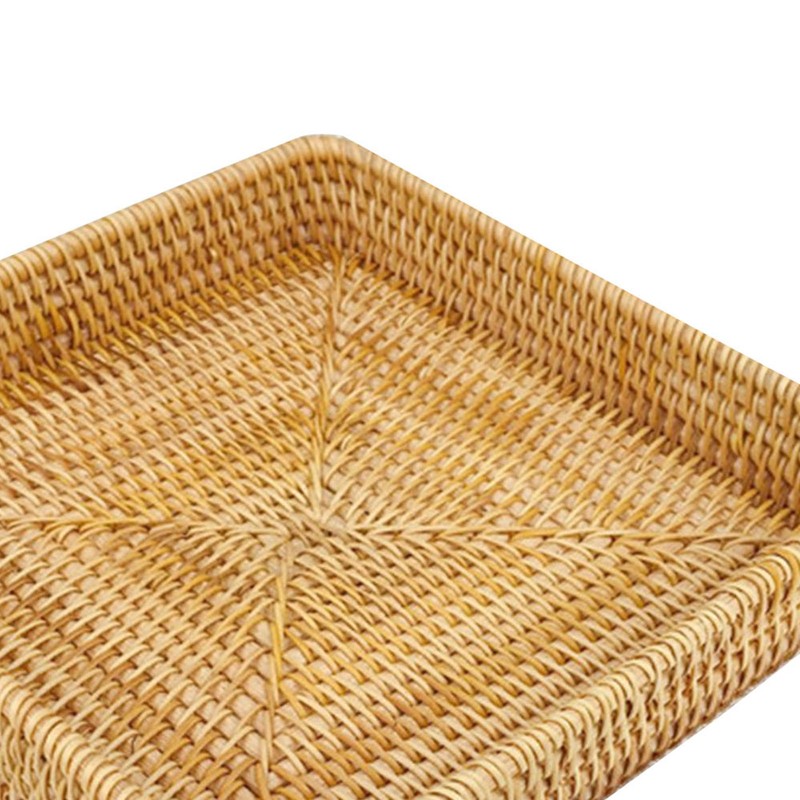 Rattan Tray Tabletop Organization Hand Woven Snack Storage Basket Multifunctional