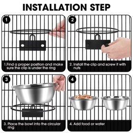 Crate Bowls for Large Dogs, ShineMe Metal Feeding Hanging Dog Bowls for Kennel, Cage and More, Dog Crate Water Bowl No Spill, Pet Food Bowls for Large and Medium Dogs, 56oz, Set of 2