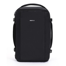 ECOHUB for Ryanair Cabin Bags 40x20x25, 20L Underseat Carry on Backpack with 14” Laptop Compartment, Water-Resistant Travel Hand Luggage Bag, Recycled Rucksack with Anti-Theft Pocket, Black