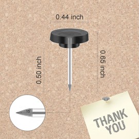 Black Drawing Pins for Cork Board,120 Pcs Push Pins for Notice Board,Thumb Tacks for Wall Hangings,Flat Head Push Pins for Bulletin Board,Plastic Thumb Tacks Steel Point in Reusable Box