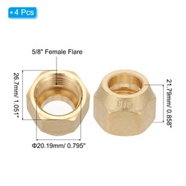 PATIKIL 5/8" Brass Flare Nut, 2Pcs 45 Degree SAE Union Tube Fitting Coupling Brass Pipe Fitting Sealing Cap Connector Adapter for Air Conditioner Copper Pipe Extension Gas Line, Matte