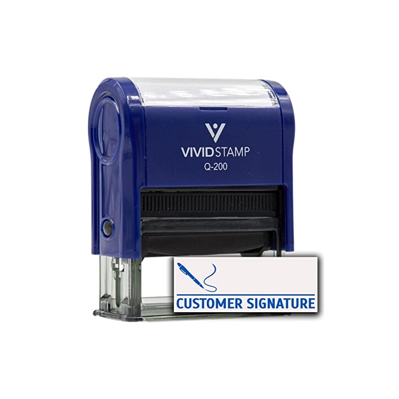 Customer Signature Self-Inking Office Rubber Stamp(Blue Ink) - Q-200
