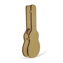 Crossrock Hard-Shell Wood Case for 17” Archtop Acoustic Jazz Guitars-Tweed