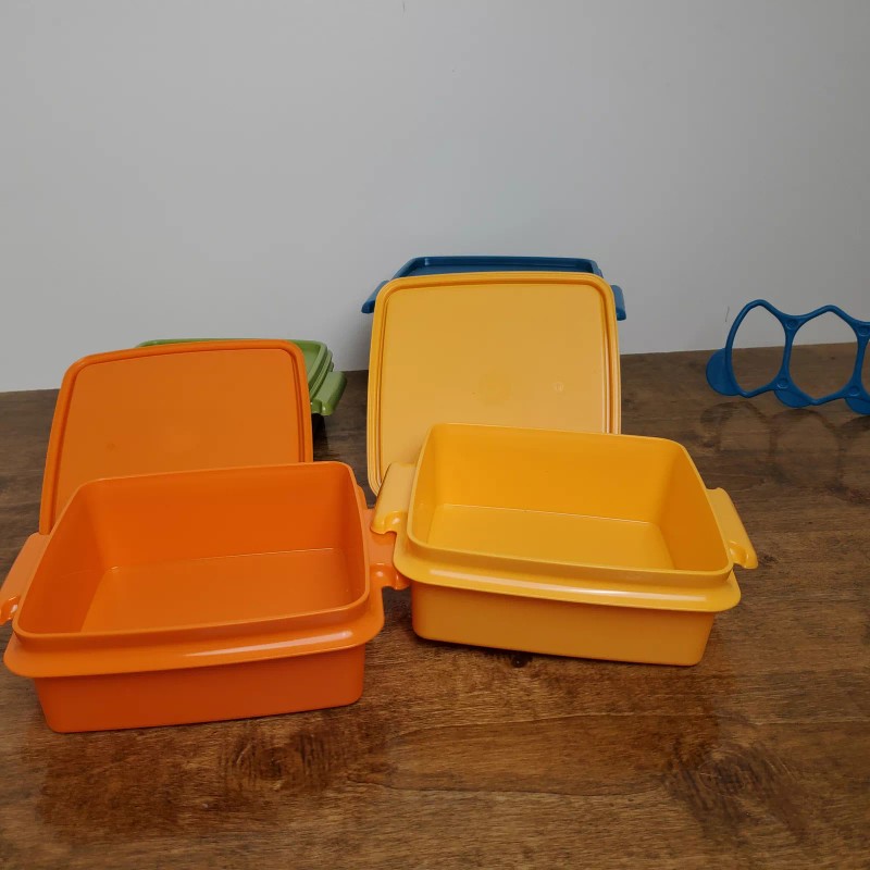 Tupperware Square Away Goody Box Stackable Lunch Container Set w/