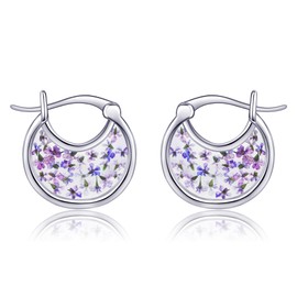 Pressed Flower Earrings Sterling Silver Forget Me Not Earrings Hoop Huggie Earrings Dried Flower Jewellery Gifts for Women