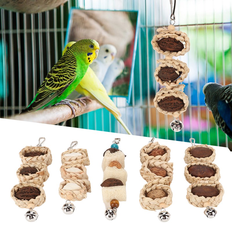 5PCS Parrot Cuttlebone Chew Toy Bite Resistant Corn Leaf Nuts