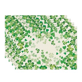 Artoid Mode Shamrock Love Heart St. Patrick's Day Placemats Set of 4, 12x18 Inch Seasonal Table Mats for Party Kitchen Dining Decoration