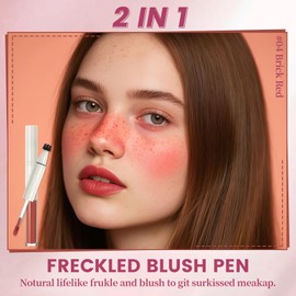 YBUETE 2 in 1 Liquid Freckle Blush Pen, Natural Lifelike Fake Freckles, Lightweight Matte Liquid Cheek Blush Makeup Pen, Long Lasting Waterproof Natural Sun-kissed Face Makeup for Women#04