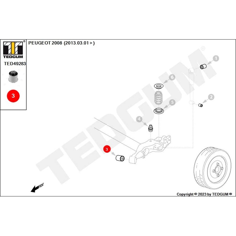 TEDGUM TED49283 REAR SUPPORT BUSHING (LEFT/RIGHT)
