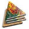 4 x Triangle Coasters - French Marigold Flowers Cork Backed