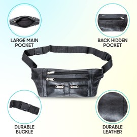 100% Genuine Leather Black Crossbody Bags For Men Women with Adjustable Strap, Versatile Belt Bag, Unisex Shoulder Bag, Small Crossbody Leather Bag, Fanny Pack For Unisex Adult, Everywhere Belt Bag