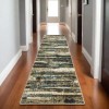 Homeroots 8' Beige And Blue Abstract Runner Rug