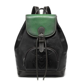 EBESA Women Vintage Genuine Leather Backpack Purse Fashion Rucksack Practical and Stylish Retro Daypack Bag (black)
