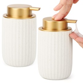 Segbeauty Soap Dispenser, Pack of 2, 320 ml Soap Dispenser, Ceramic, Shower Gel Dispenser, Refillable, Shampoo Dispenser with Large Pump Head