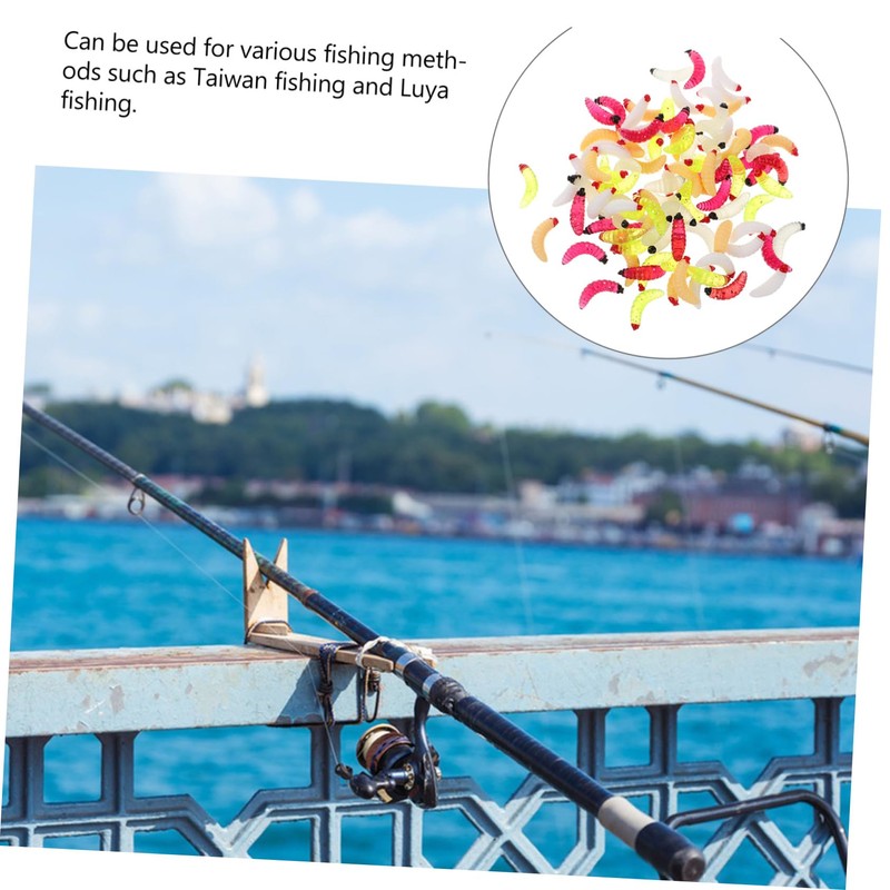 OHPHCALL 100pcs Bionic Maggot Bait Lightweight Soft Paddle Tail Bass