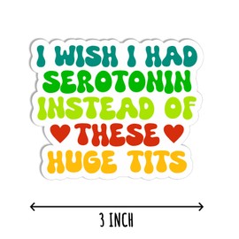 3Pcs - I Wish I Had Serotonin Sticker - Sticker for Mental Health - Laptop Computer Sticker - Sticker for Case Tumbler Water Bottle