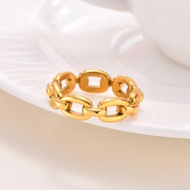 Stainless Steel Ring For Women-Gold Dainty Minimalist Eternity Stackable Chain Ring, Band Rings Wedding Engagement Party Jewelry Gift for Mother Daughter Girlfriend Wife BBF, Statement Ring Size 6