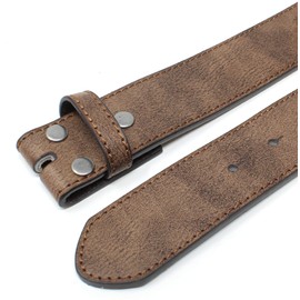 BC Belts Leather Belt Strap with Vintage Distressed Texture 1.5" Wide with Snaps (Dark Brown-M)