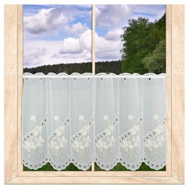 Delicate Blossom Dreams – Panel Curtain Bush Aneques Fine Flower Embroidery from Vogtland Lace Pannaux 55 x 128 cm