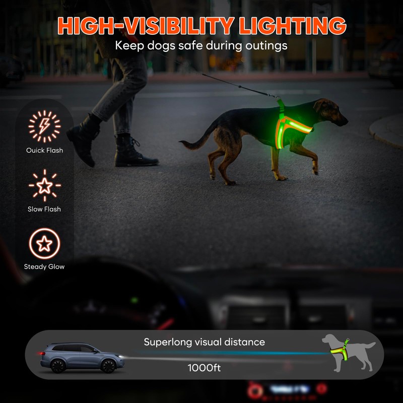 Light Up Dog Harness,Lighted Harness,LED Reflective No Escape Dog Harness