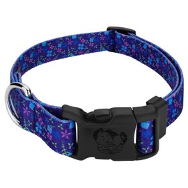 Country Brook Petz - Deluxe Dog Collar - for Durability, Comfort & Style - Vibrant Floral Collection with Charming Design - Blueberry Fields, Large