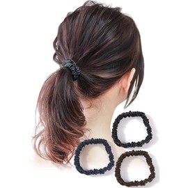 Hairdresser Supervised Hair Elastics, Scrunchie, 100% Silk, Gentle on Hair, No Marks, Can Be Used For Different Occasions, Set of 3 (Assorted D)