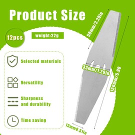 Klingen aus Metall, 12 Stück, Rasentrimmer Zubehör Metallmesser, 6-Zoll Rasentrimmer Ersatzklingen, Schneiden von Grasblatt, Elektrische Rasentrimmer Ersatzklinge, 22 Gramm