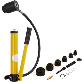 Happybuy 10 Ton Hydraulic Knockout Punch Kit, 1/2" to 2" Conduit Hole Cutter Set, 6-Piece KO Tool Kit, Metal Sheet Puncher, Aluminum, Brass, Stainless Steel, Fiberglass, Plastic, Durable Construction